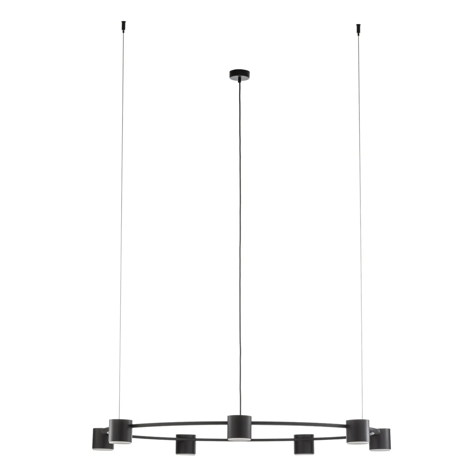 Lámpara colgante Kodo, 7 luces, negro, acero, GX53
