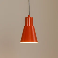 Lámpara colgante Konikkem, naranja, metal, Ø 14 cm, E27