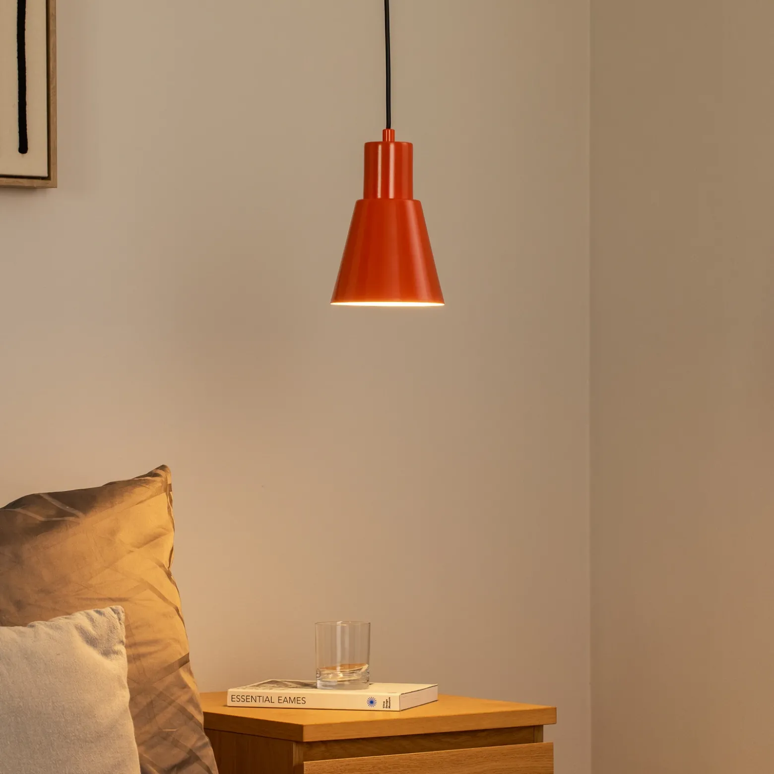 Lámpara colgante Konikkem, naranja, metal, Ø 14 cm, E27