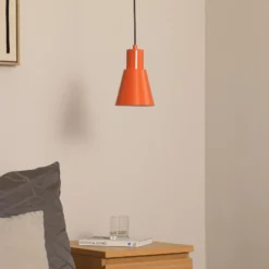 Lámpara colgante Konikkem, naranja, metal, Ø 14 cm, E27