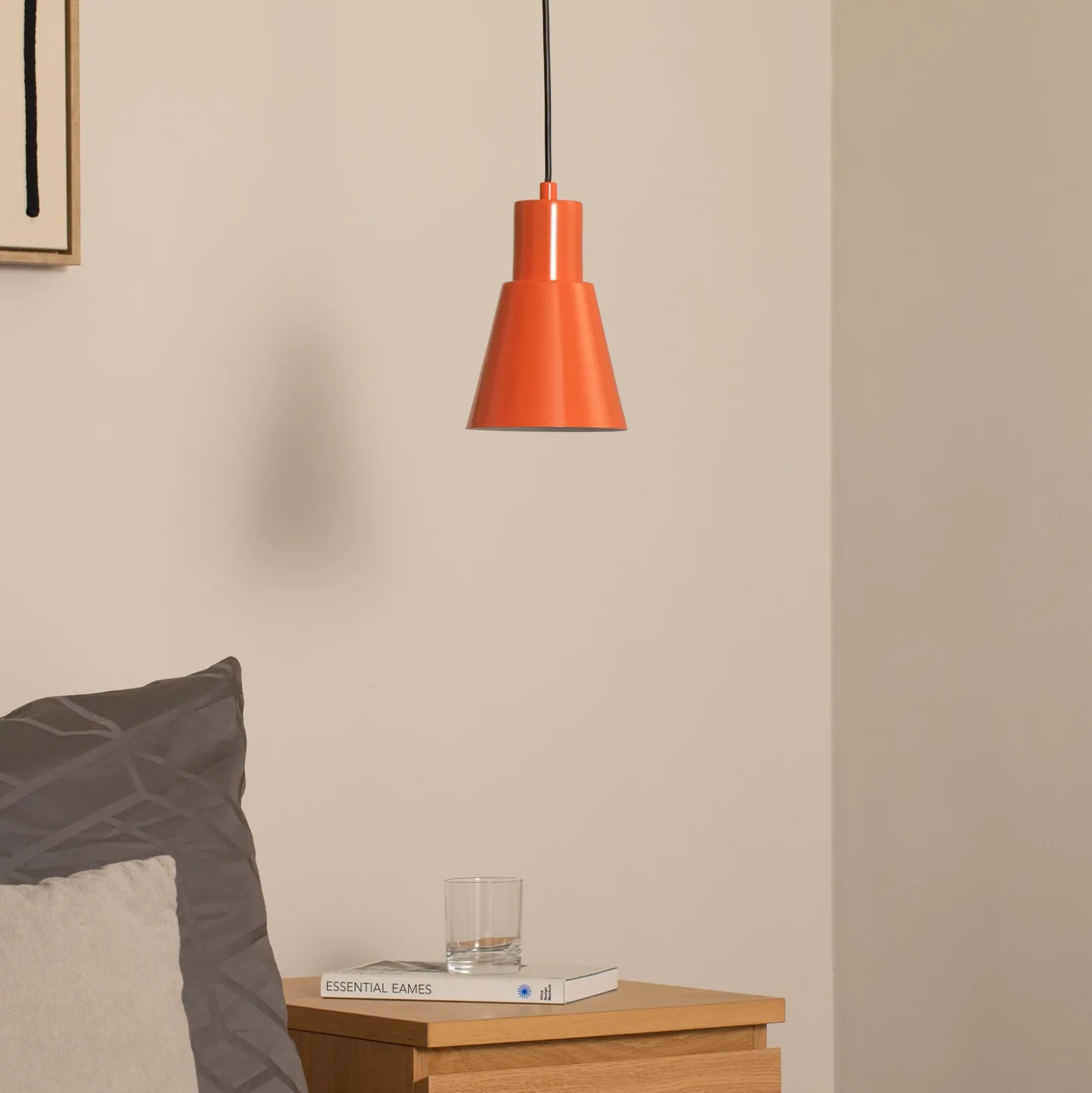 Lámpara colgante Konikkem, naranja, metal, Ø 14 cm, E27