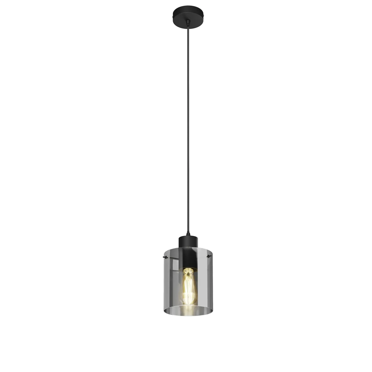Lámpara colgante Kourtney de Lindby, Ø 15 cm, negro/gris, vidrio, E27