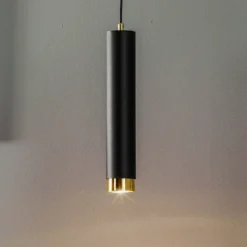 Lámpara colgante Kumo larga negra/dorada 1 luz