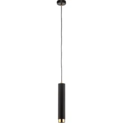 Lámpara colgante Kumo larga negra/dorada 1 luz
