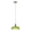 Lámpara colgante Kurage, latón antiguo/verde, cristal, Ø 26 cm, E27