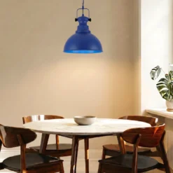 Lámpara colgante Kure, azul, Ø 31 cm, metal, E27