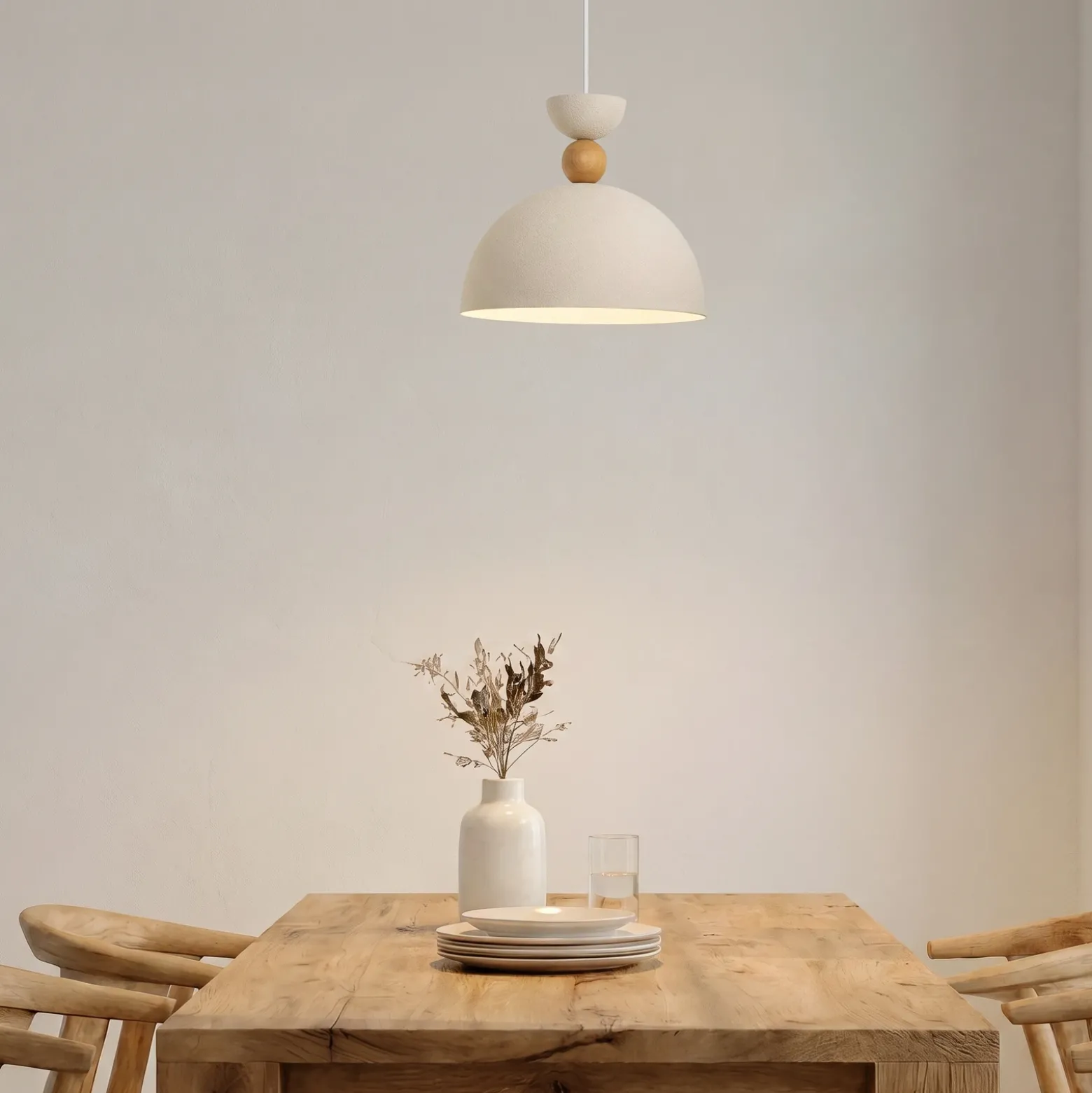 Lámpara colgante Kure, beige, Ø 30 cm, metal, E27
