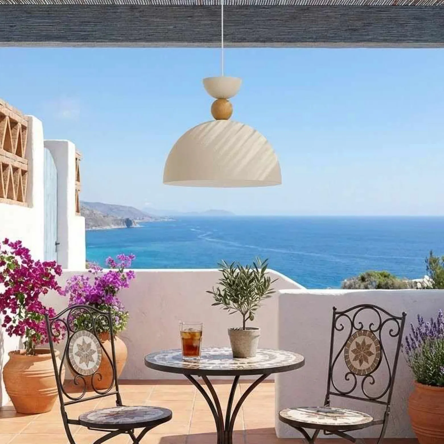 Lámpara colgante Kure, beige, Ø 30 cm, metal, E27
