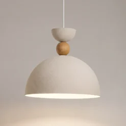 Lámpara colgante Kure, beige, Ø 30 cm, metal, E27
