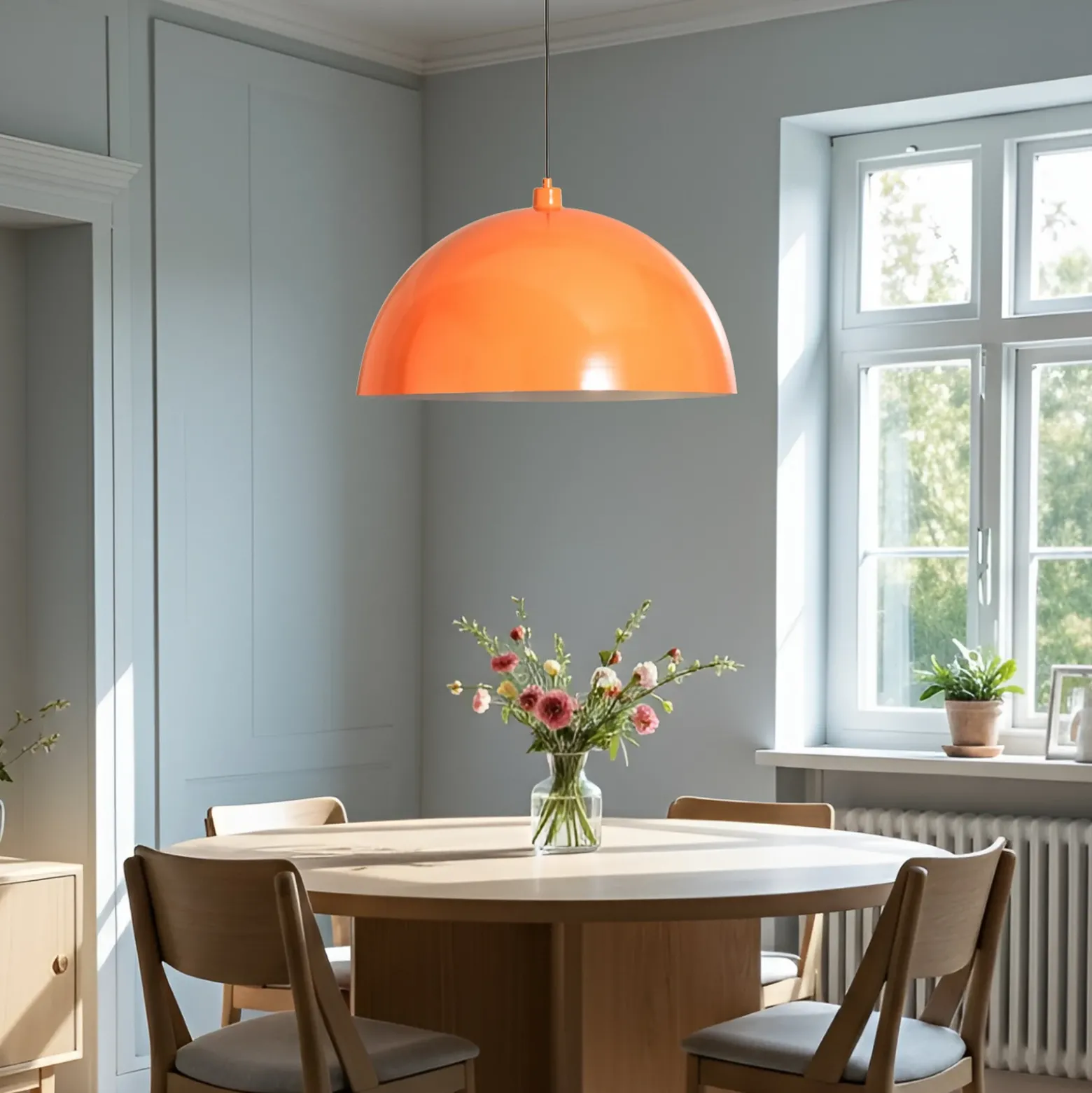 Lámpara colgante Kure, naranja, metal, Ø 60 cm, E27