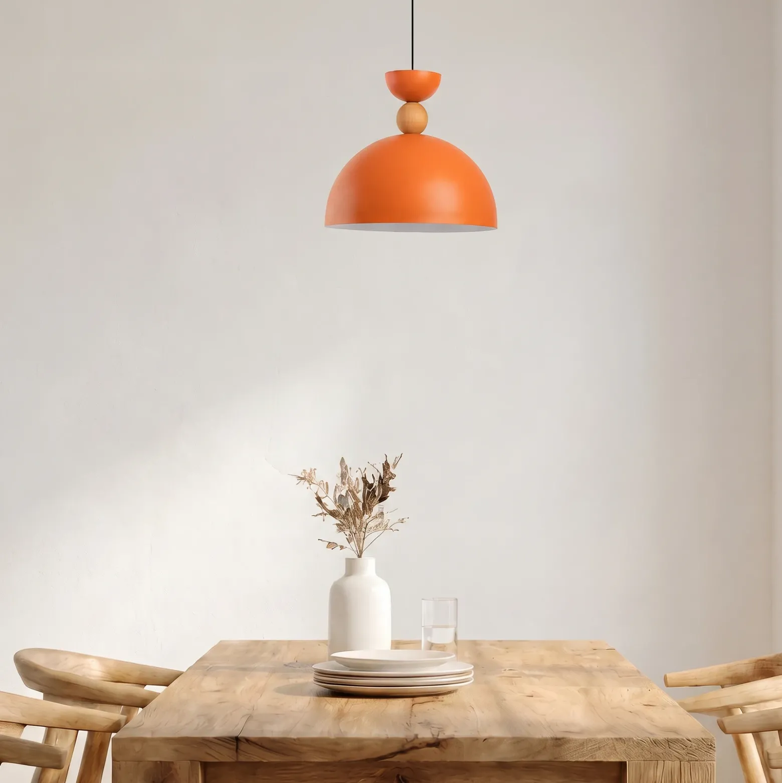Lámpara colgante Kure, naranja, Ø 30 cm, metal, E27