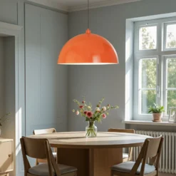 Lámpara colgante Kure, naranja, metal, Ø 60 cm, E27