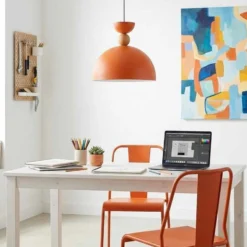 Lámpara colgante Kure, naranja, Ø 30 cm, metal, E27