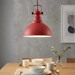 Lámpara colgante Kure, roja, Ø 31 cm, metal, E27