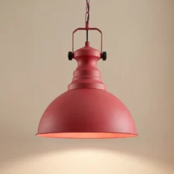 Lámpara colgante Kure, roja, Ø 31 cm, metal, E27