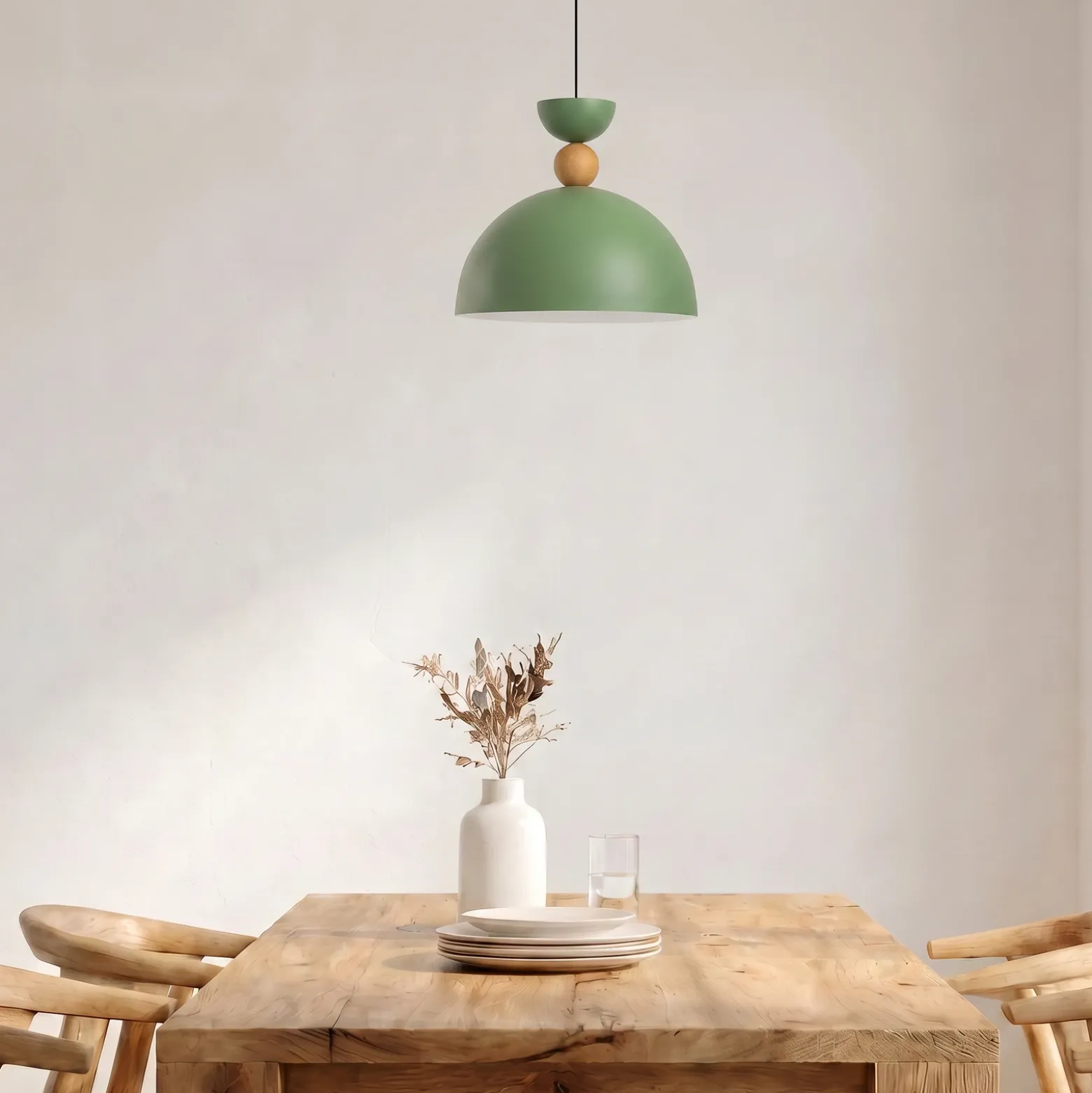 Lámpara colgante Kure, verde, Ø 30 cm, metal, E27