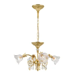 Lámpara colgante La Boheme, dorada, 4 luces, cristal
