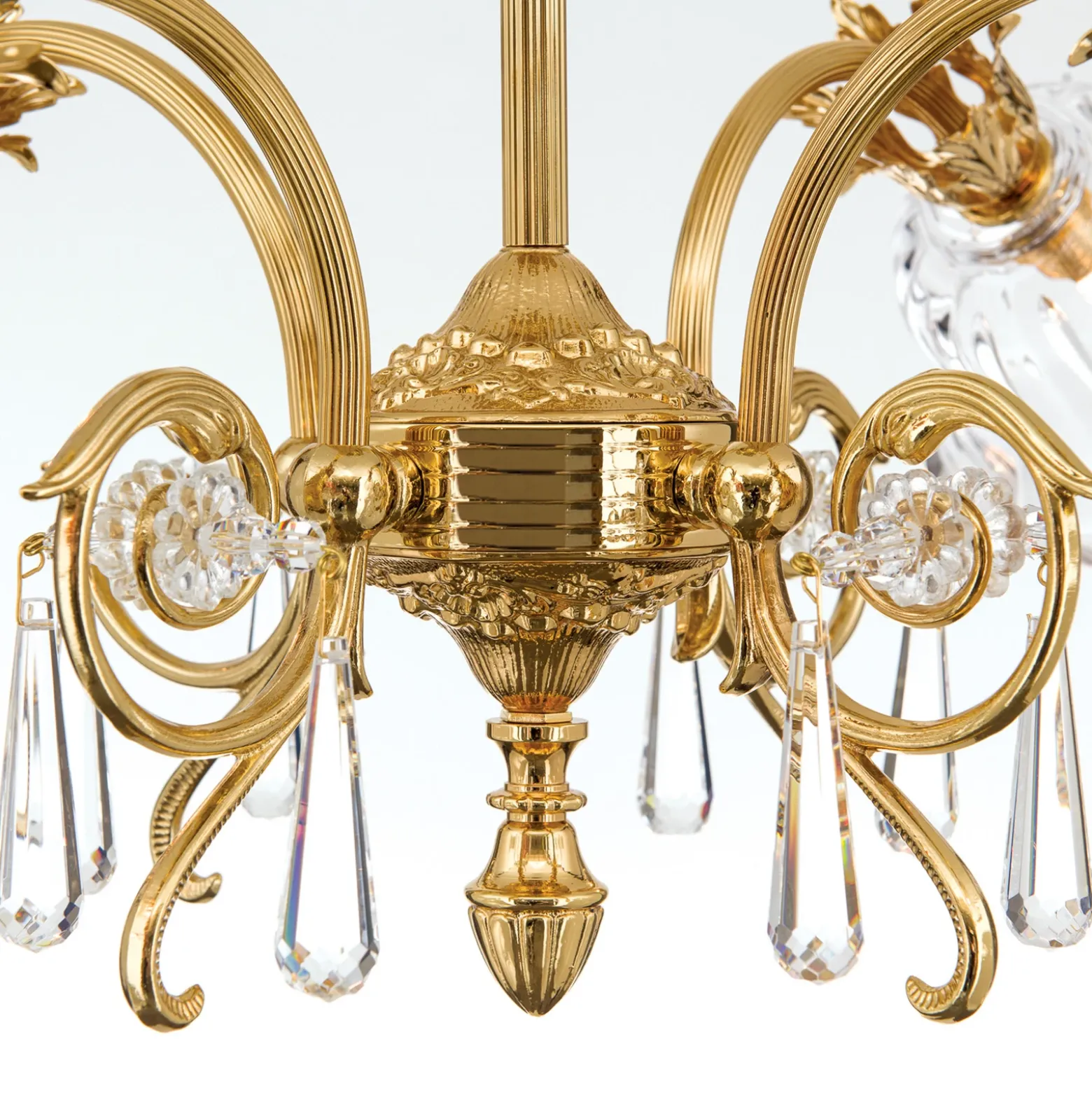 Lámpara colgante La Boheme, dorada, 4 luces, cristal