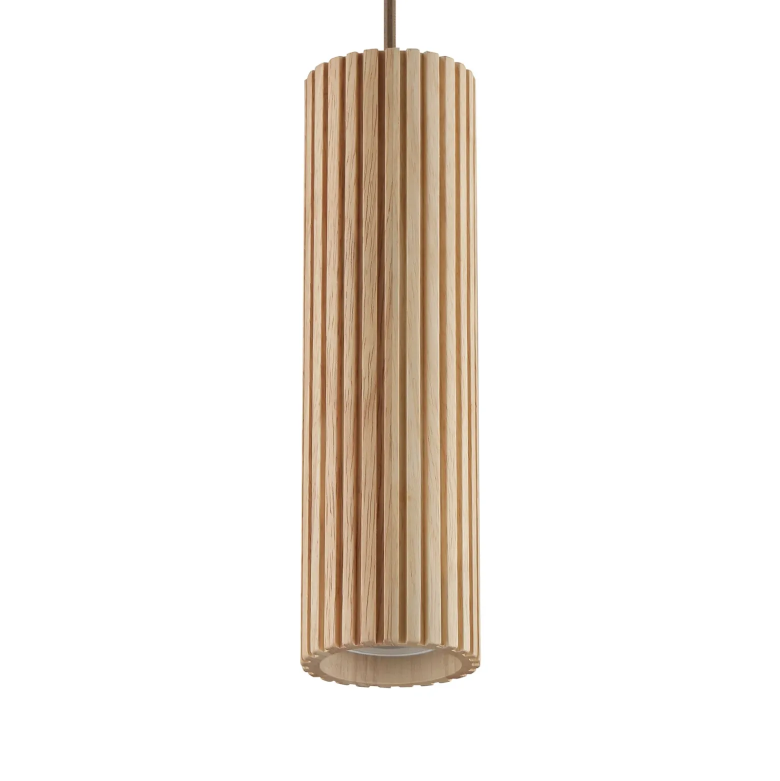 Lámpara colgante Lakewood, marrón, madera, Ø 10 cm, 1 luz