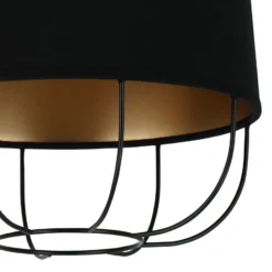 Lámpara colgante Lantern pequeña, textil, metal, negro