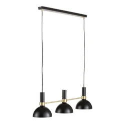 Lámpara colgante Larry en latón y negro, 3 luces