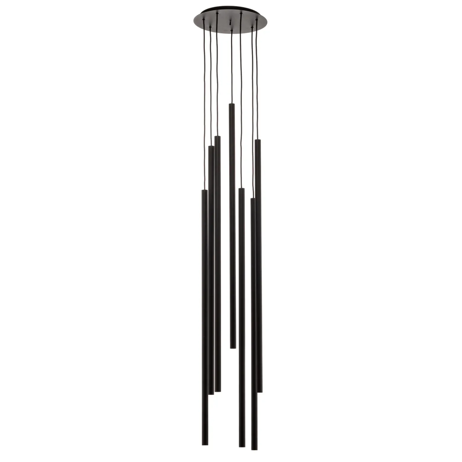 Lámpara colgante Laser, 7 luces, negro