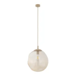 Lámpara colgante Lava, Ø 35 cm, E27, arena/coñac, cristal