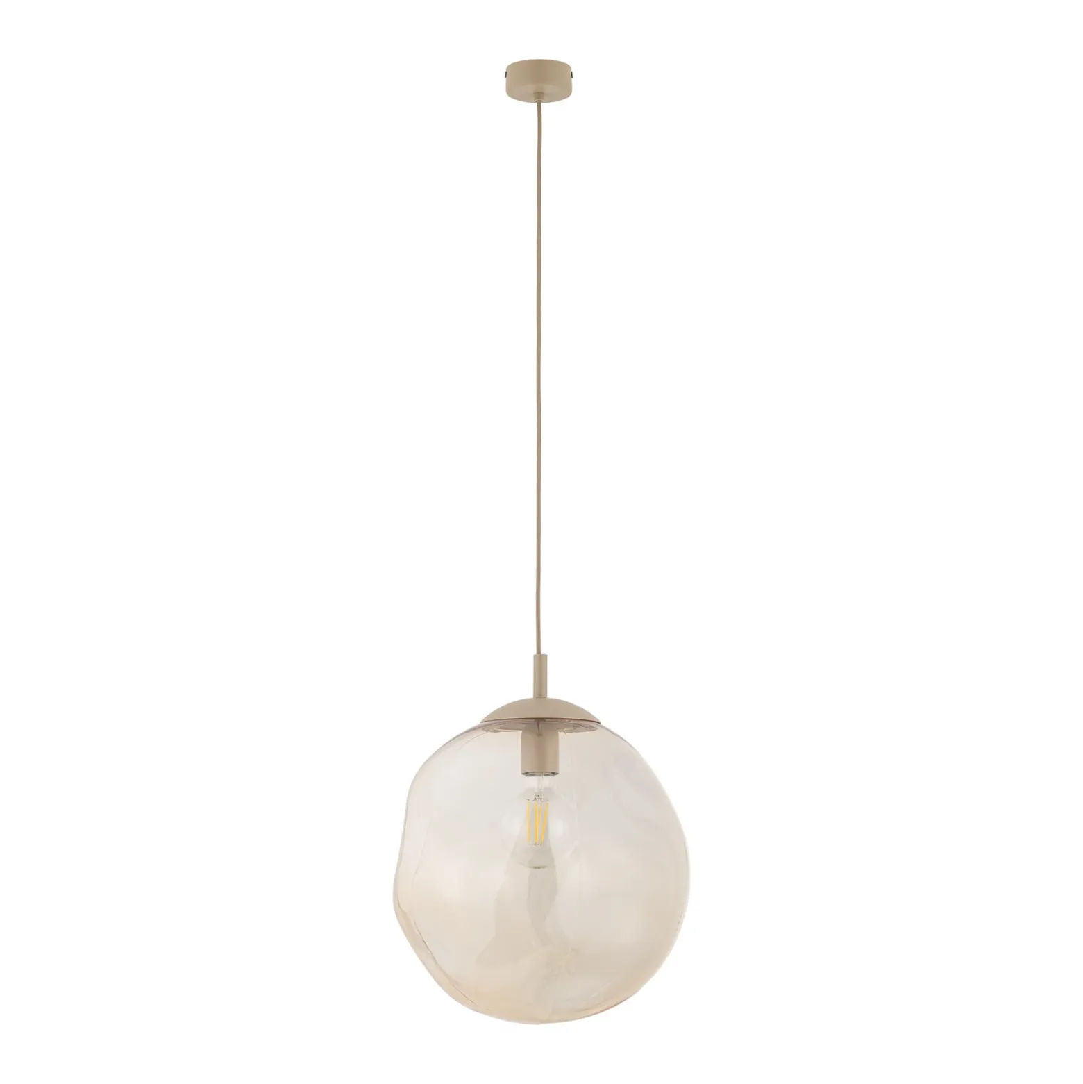 Lámpara colgante Lava, Ø 35 cm, E27, arena/coñac, cristal