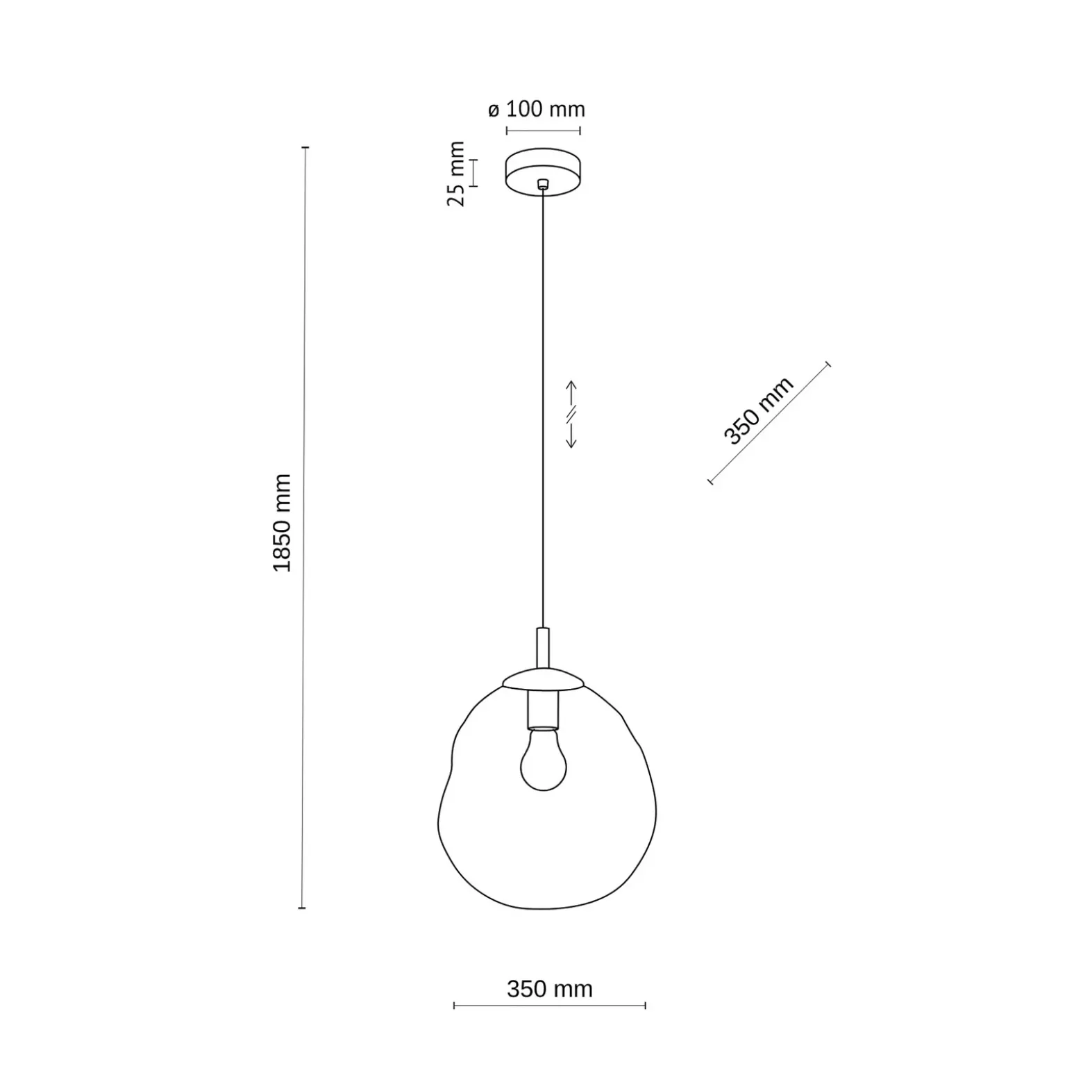 Lámpara colgante Lava, Ø 35 cm, E27, arena/coñac, cristal