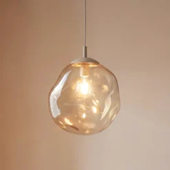 Lámpara colgante Lava, Ø 35 cm, E27, arena/coñac, cristal
