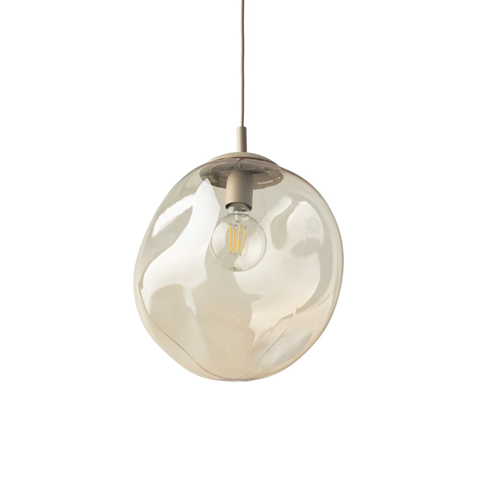 Lámpara colgante Lava, Ø 35 cm, E27, arena/coñac, cristal