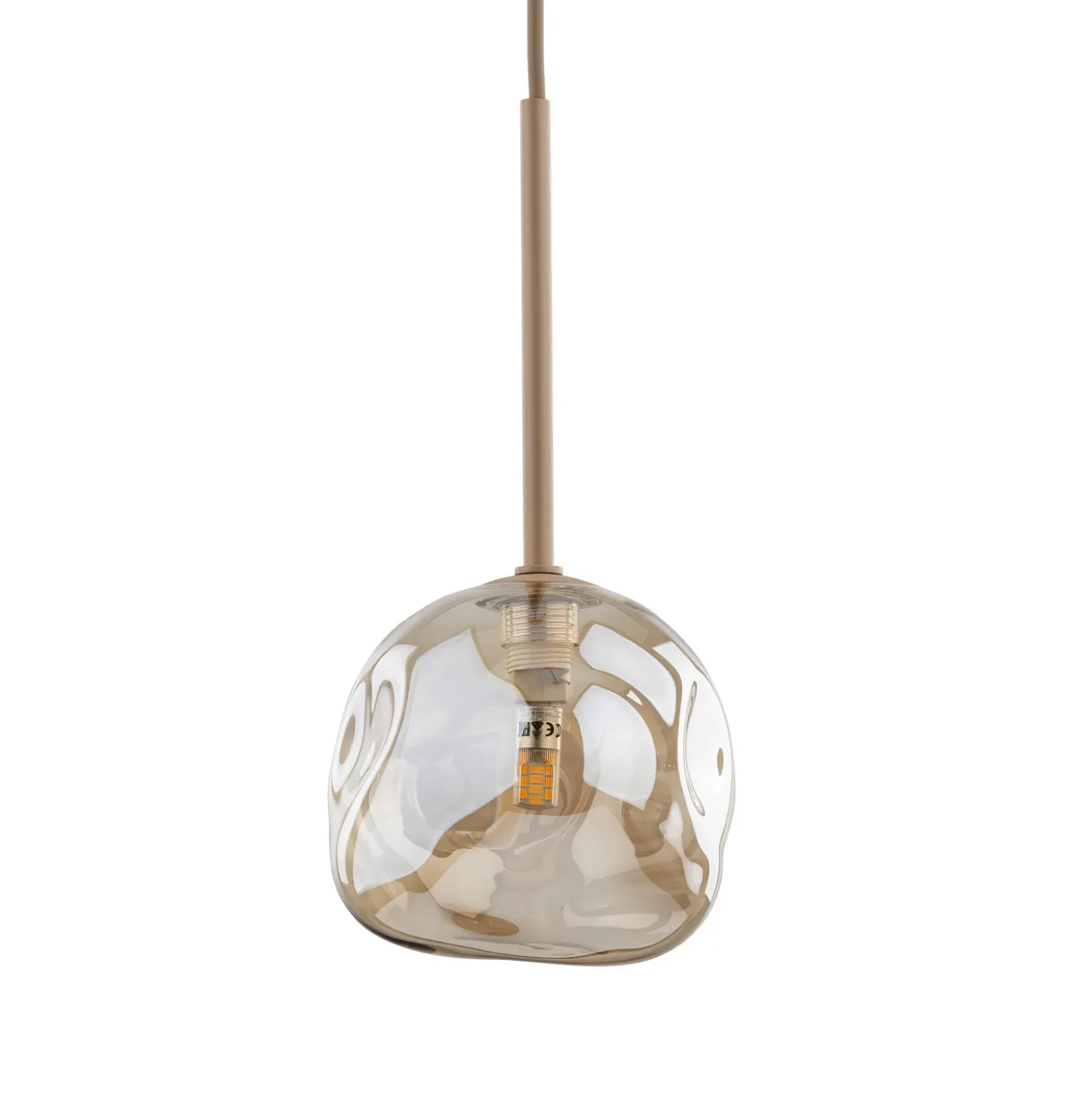 Lámpara colgante Lava, Ø 15 cm, G9, arena/coñac, cristal
