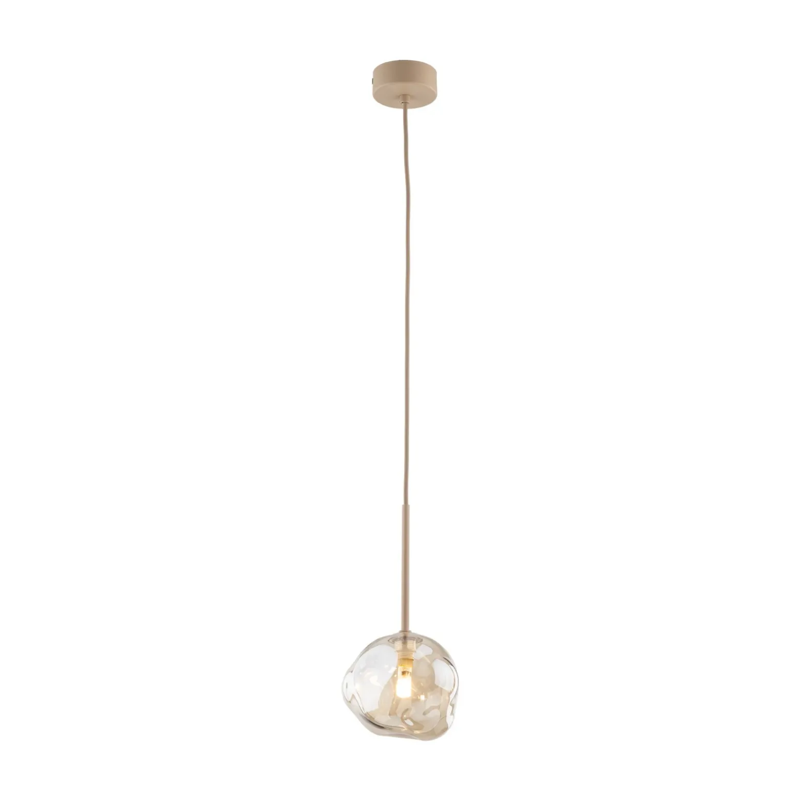 Lámpara colgante Lava, Ø 15 cm, G9, arena/coñac, cristal