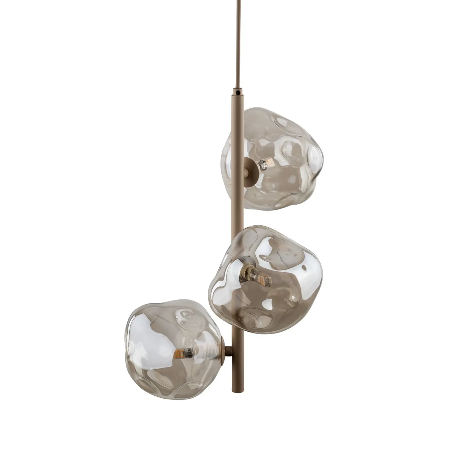 Lámpara colgante Lava, 3 luces, Ø 29 cm, arena/coñac, G9