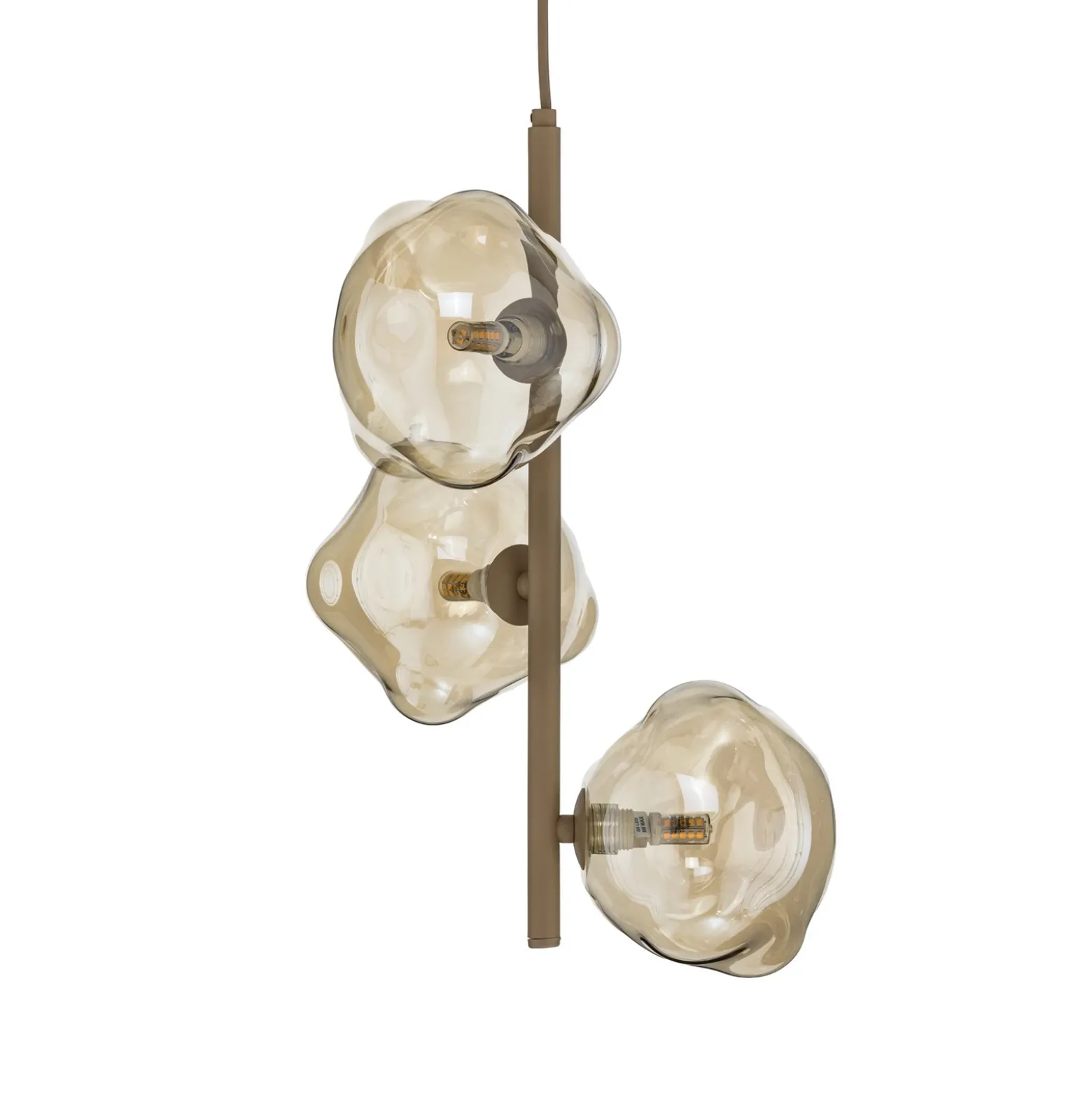 Lámpara colgante Lava, 3 luces, Ø 29 cm, arena/coñac, G9