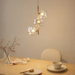 Lámpara colgante Lava, 3 luces, Ø 29 cm, arena/coñac, G9