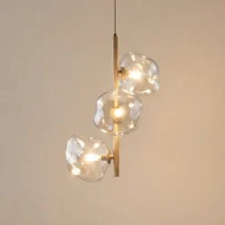 Lámpara colgante Lava, 3 luces, Ø 29 cm, arena/coñac, G9