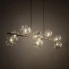 Lámpara colgante Lava, marrón, 9 luces, cristal, longitud 116 cm, G9