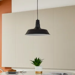Lámpara colgante Laylan de Lindby, blanco/negro, Ø 46 cm, metal