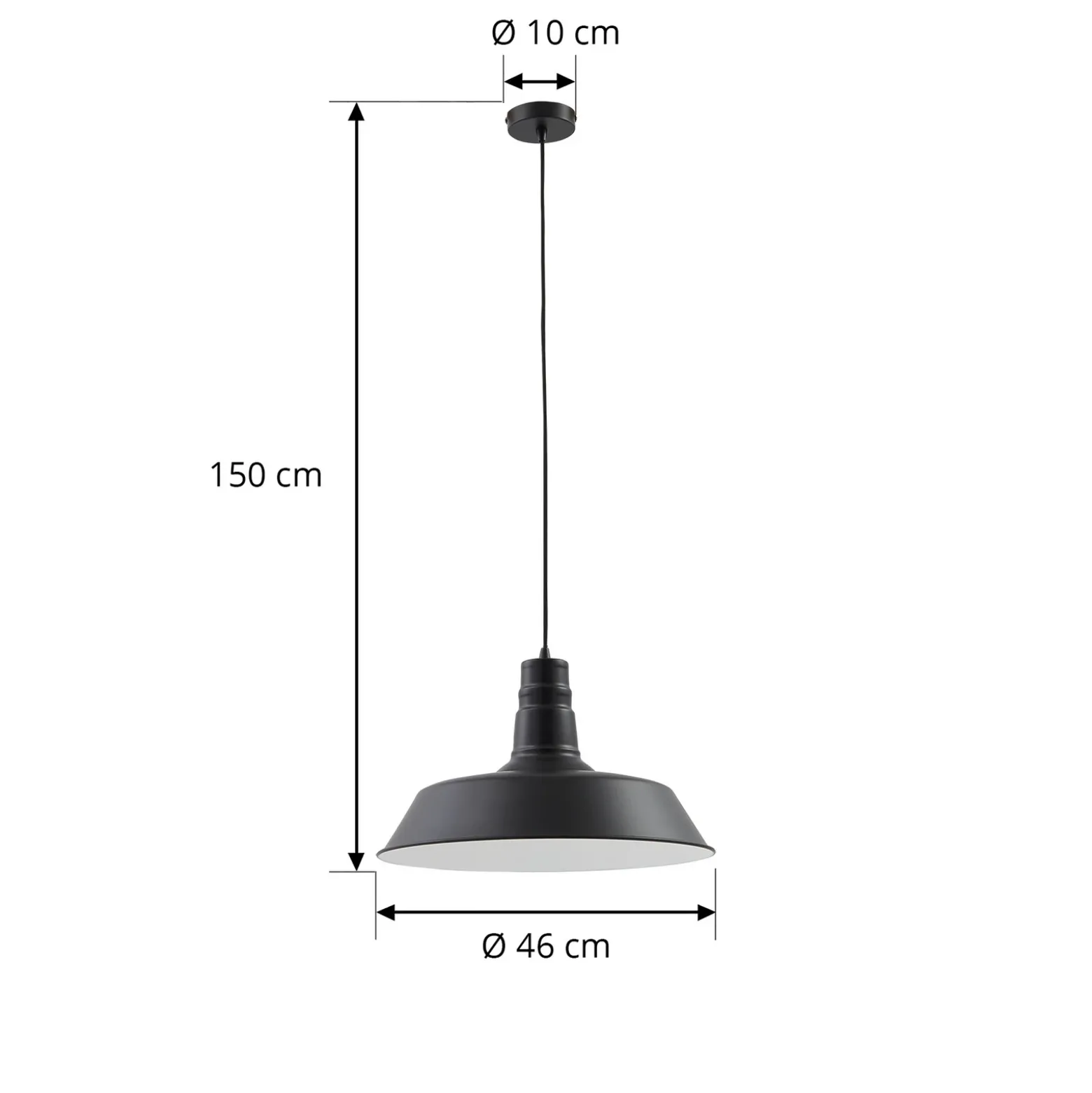 Lámpara colgante Laylan de Lindby, blanco/negro, Ø 46 cm, metal