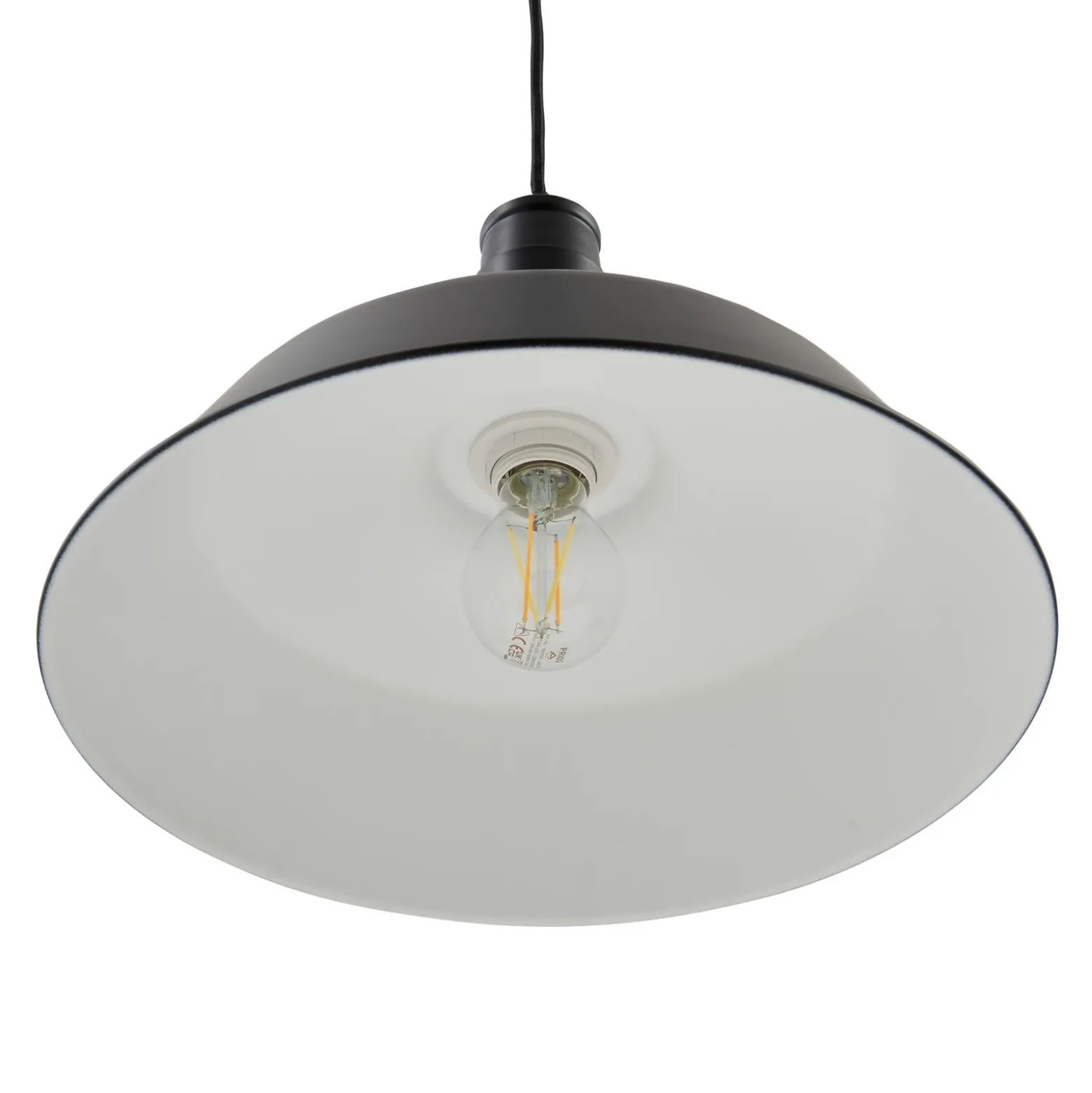 Lámpara colgante Laylan de Lindby, blanco/negro, Ø 36 cm, metal