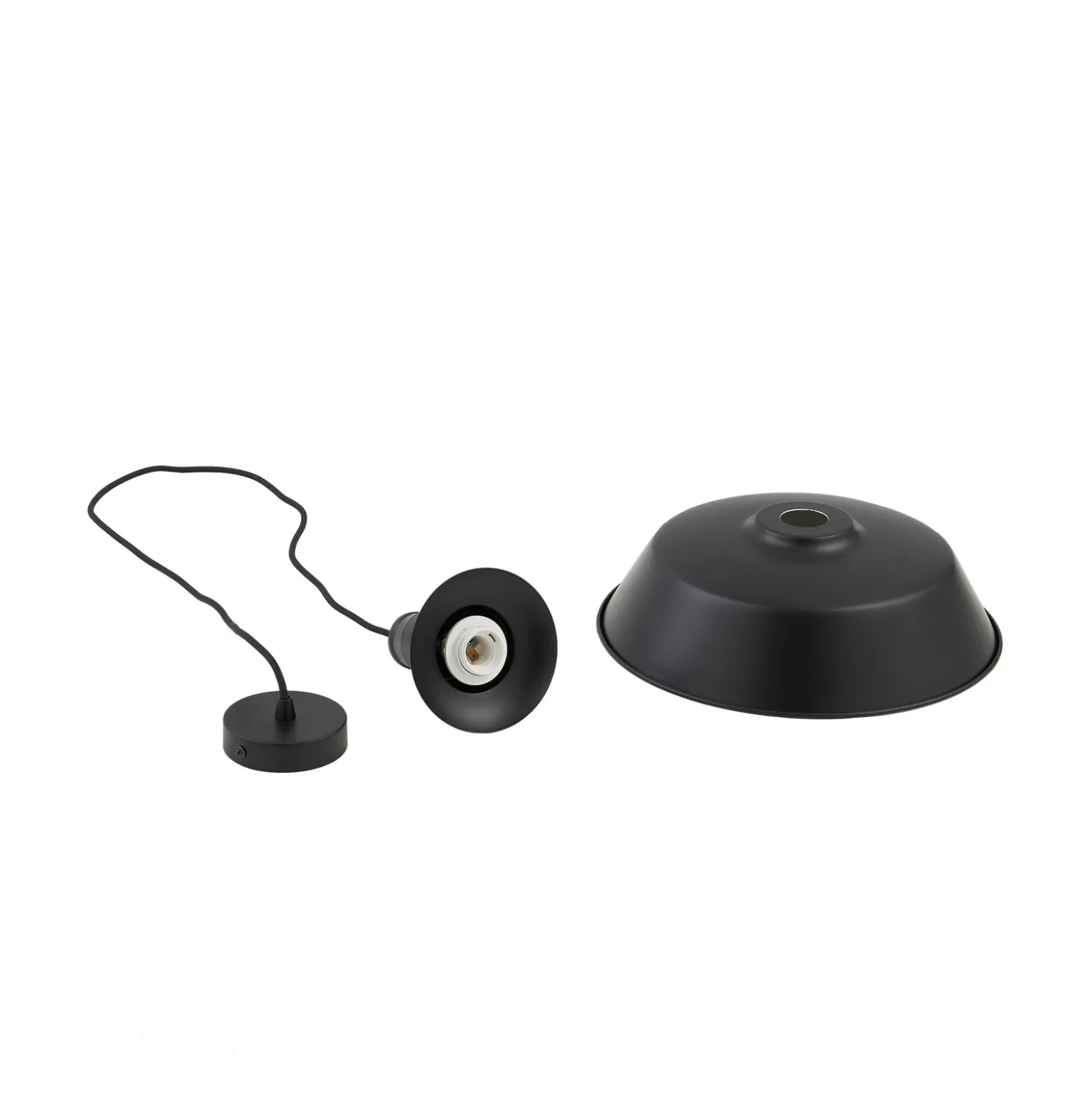 Lámpara colgante Laylan de Lindby, blanco/negro, Ø 36 cm, metal