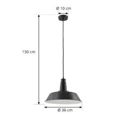 Lámpara colgante Laylan de Lindby, blanco/negro, Ø 36 cm, metal