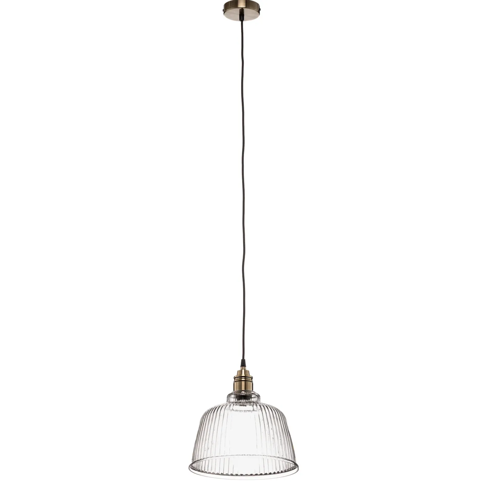 Lámpara colgante Leana, cristal transparente, 1 luz, latón envejecido