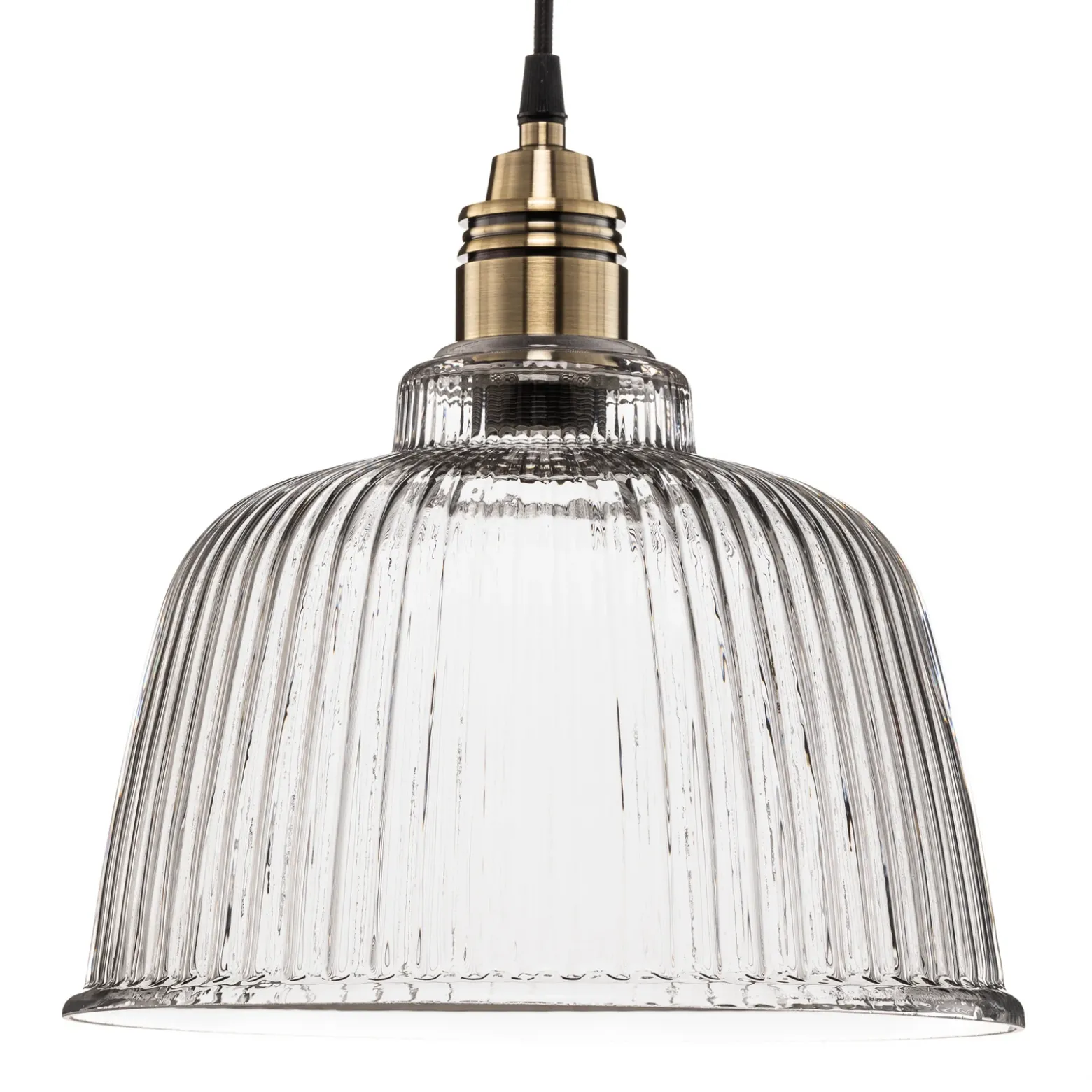Lámpara colgante Leana, cristal transparente, 1 luz, latón envejecido
