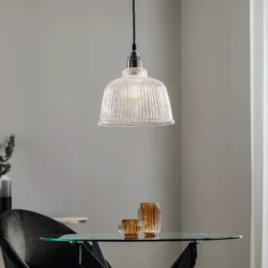 Lámpara colgante Leana, cristal transparente, 1 luz, cromado
