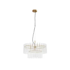 Lámpara colgante Leanna de Lucande, transparente/latón, Ø 54 cm, cristal