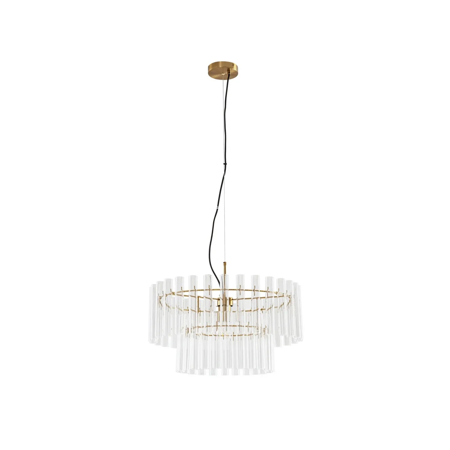 Lámpara colgante Leanna de Lucande, transparente/latón, Ø 54 cm, cristal