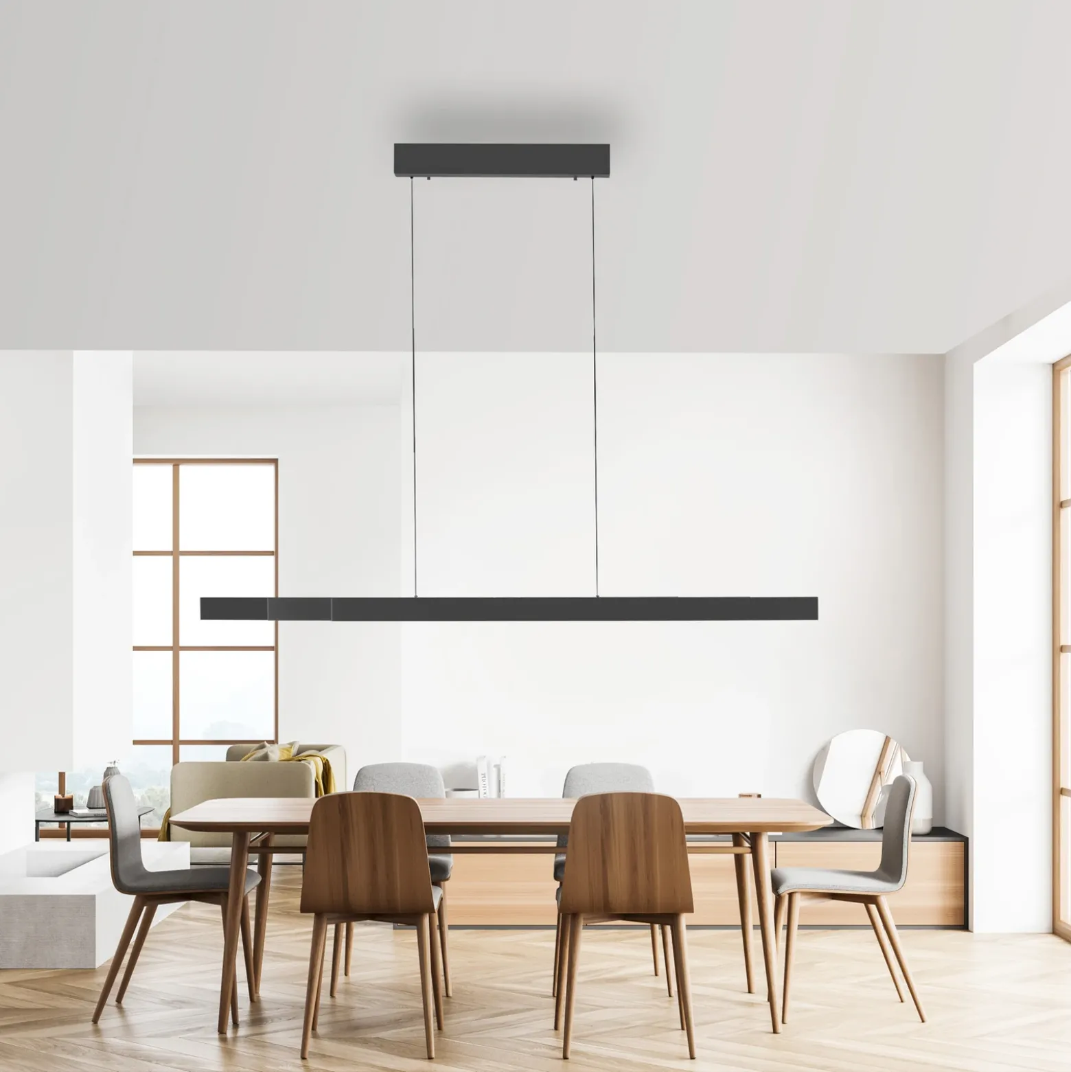 Lámpara colgante LED Adriana Square de Paul Neuhaus, gris, arriba/abajo