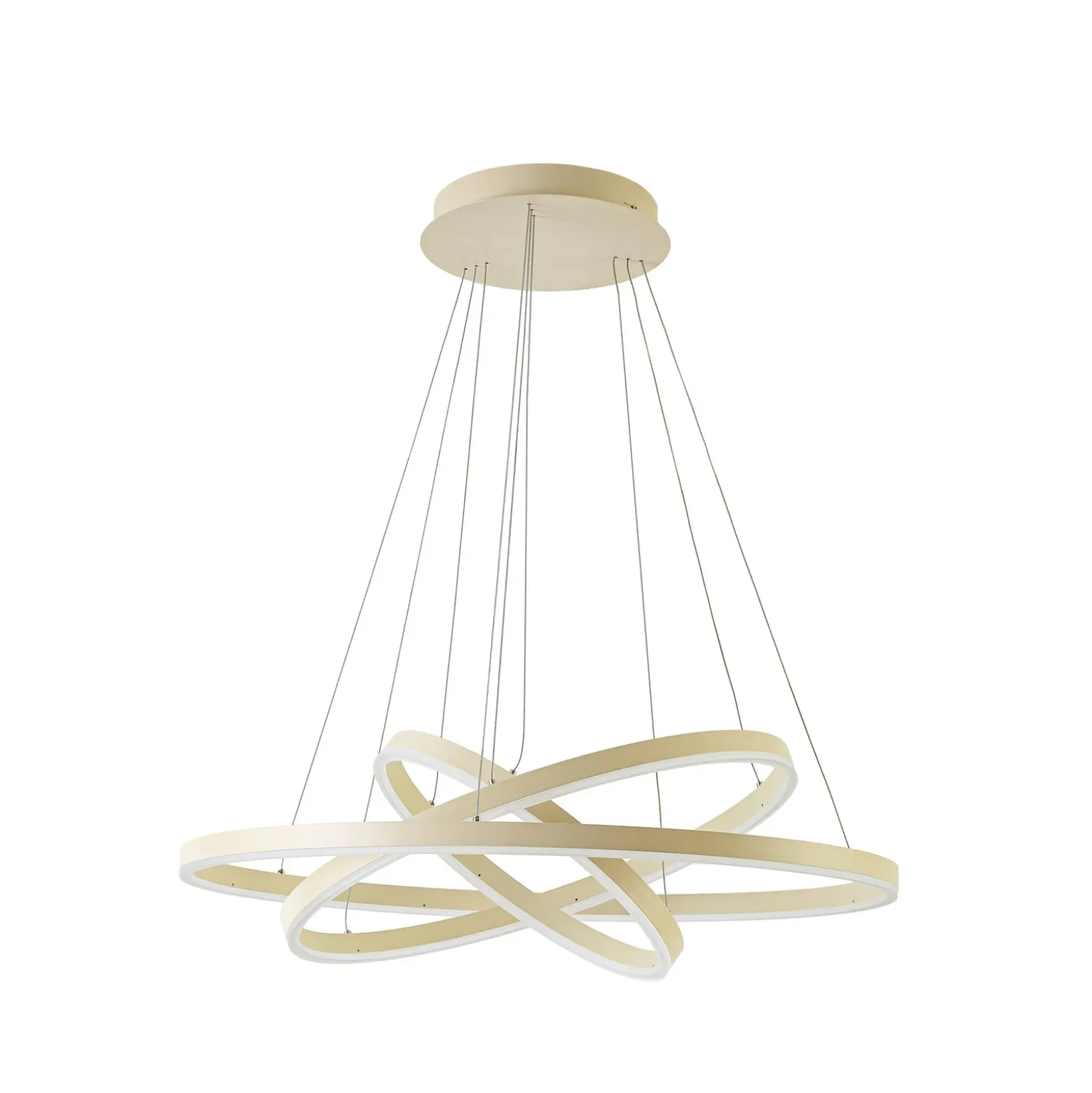 Lámpara colgante LED Albiona de Arcchio, color beige, 3 anillos, Ø 80 cm